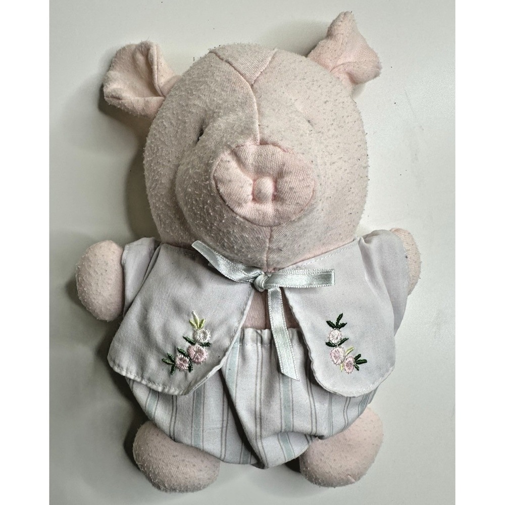 VTG HALLMARK HEARTLINE ROSEBUD 9" PLUSH 1988 PINK PIG STUFFED BABY